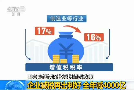 增值稅稅率下降 多種減稅手段減少企業(yè)稅負