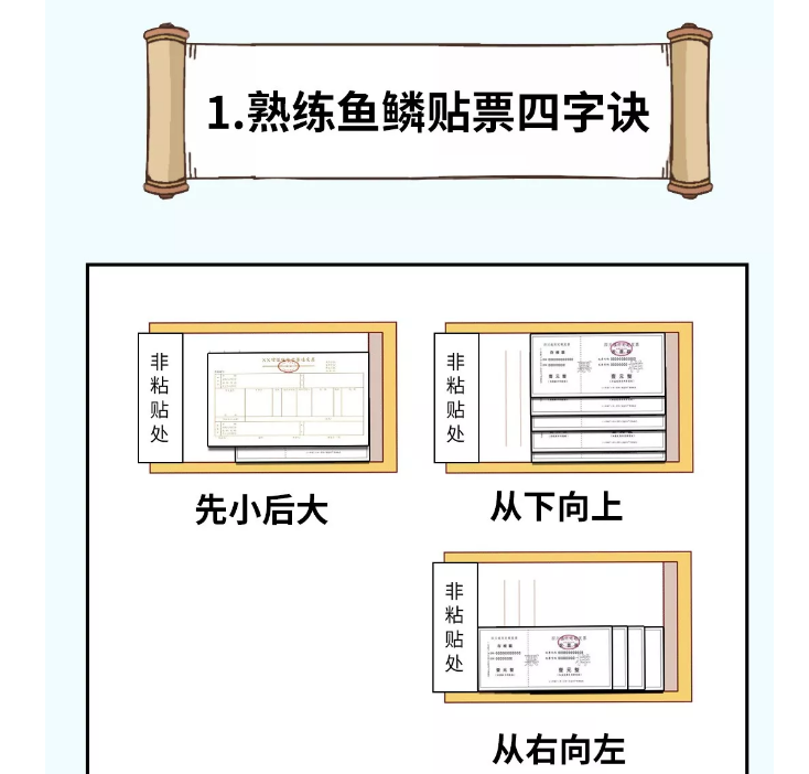 貼憑證時，如何快速搞定大疊發(fā)票？老會計的方法太簡單了?。ǜ紧~鱗貼票法）