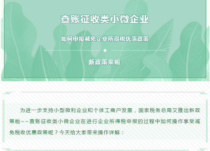 查賬征收小微企業(yè)如何申報減免企業(yè)所得稅優(yōu)惠政策~