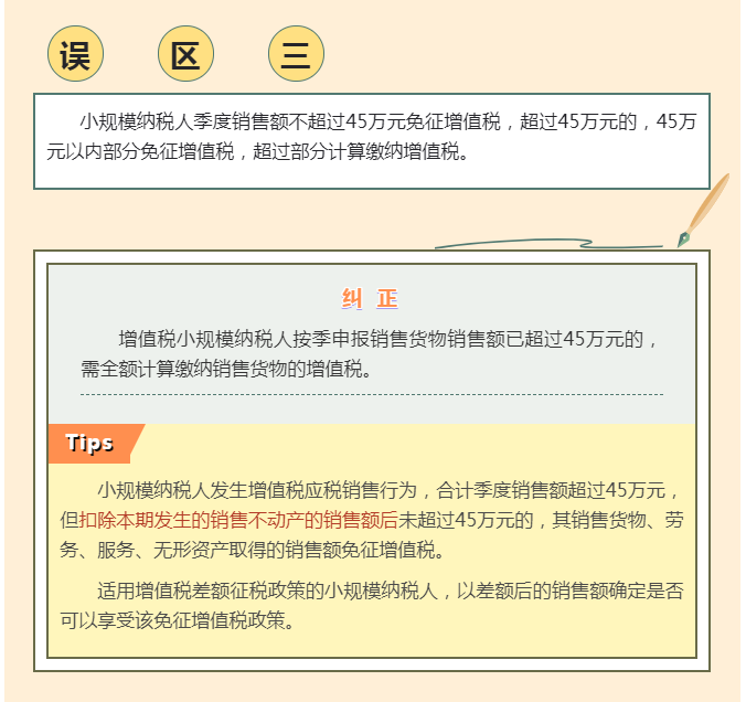 季度銷售額不超過45萬元免征增值稅， 4個常見誤區(qū)要注意！