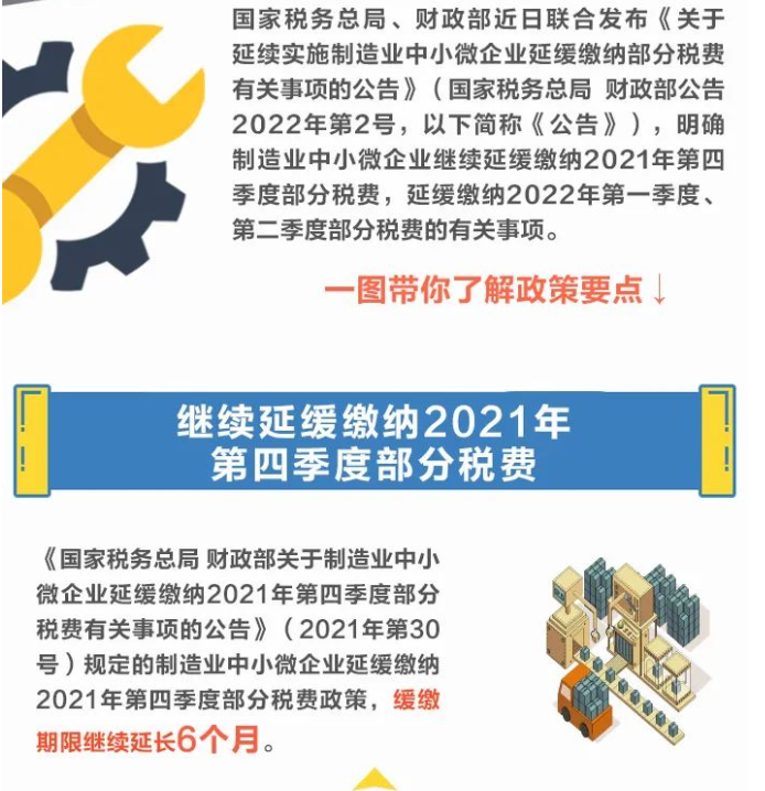 @制造業(yè)中小微企業(yè)：繼續(xù)緩繳稅費(fèi)！一圖讀懂政策要點(diǎn)